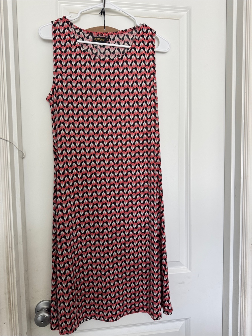 Reborn Dress in Pink, Black & White Chevron